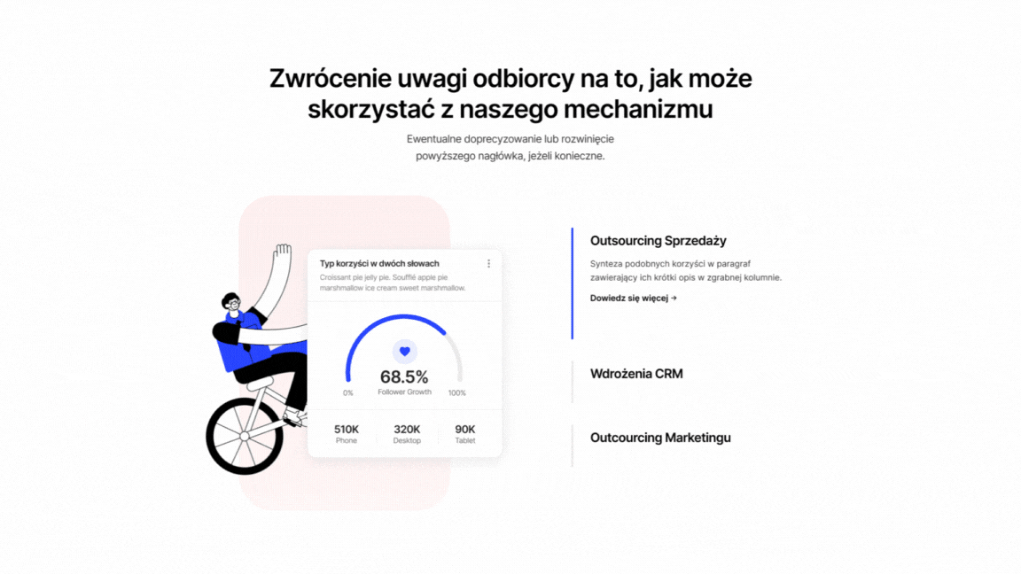 Zmiany sekcji z opisem oferty — od makiet przez treści i design aż po wdrożenie