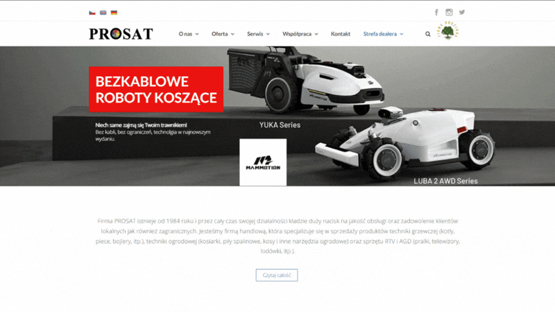 Strona firmy PROSAT z której wydzielona została marka WEKATO