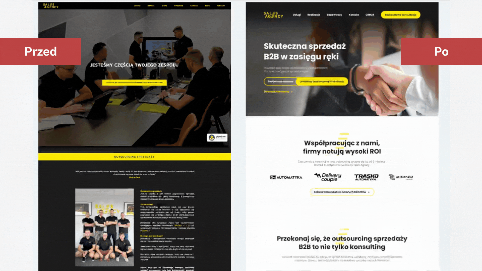 Przed i po — transformacja Sales Agency