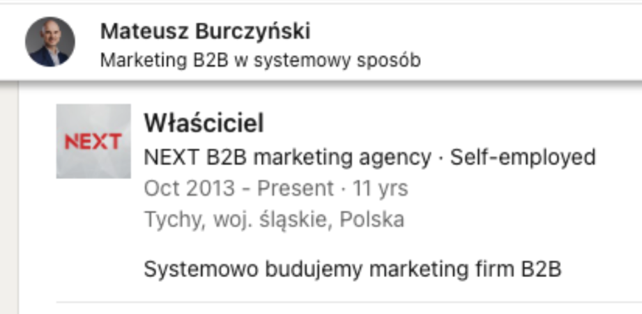 Mateusz Burczyński — właściciel NEXT LEAP na LinkedIn