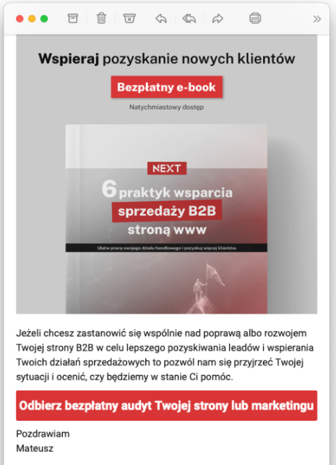 Przykład newslettera z materiałami edukacyjnymi