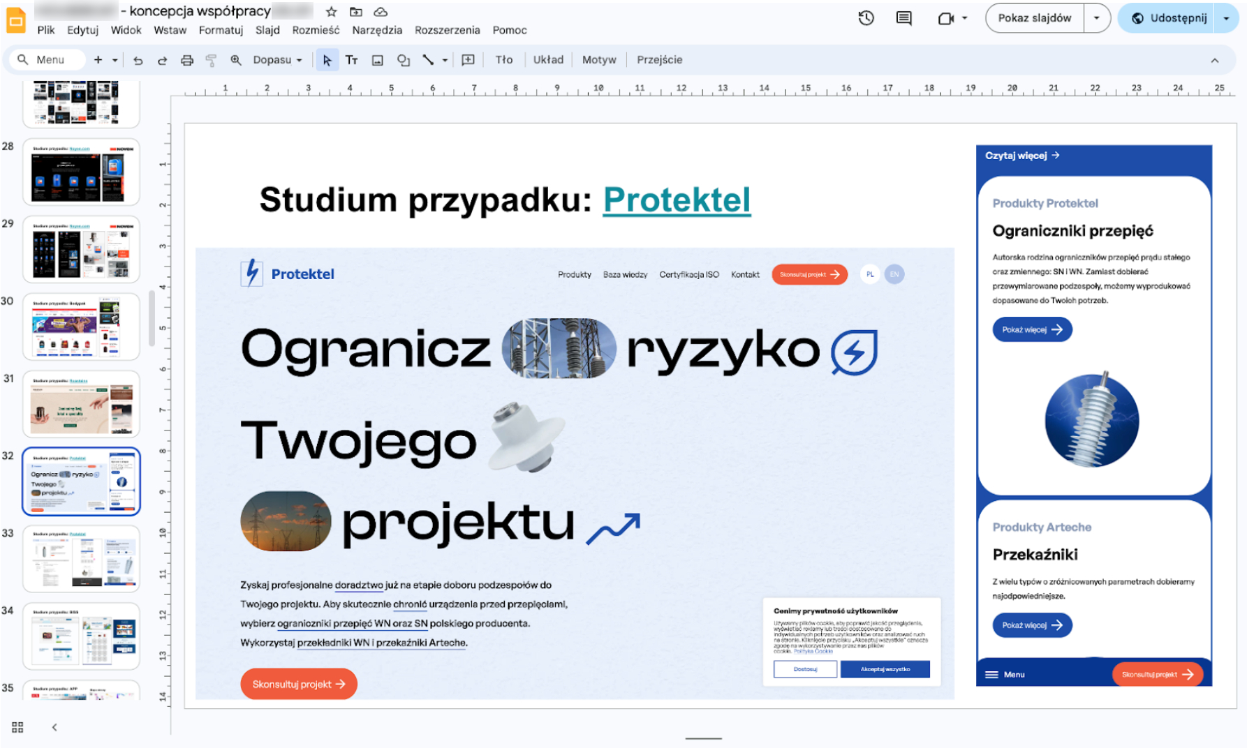 Prezentacja sprzedażowa z linkami do case studies
