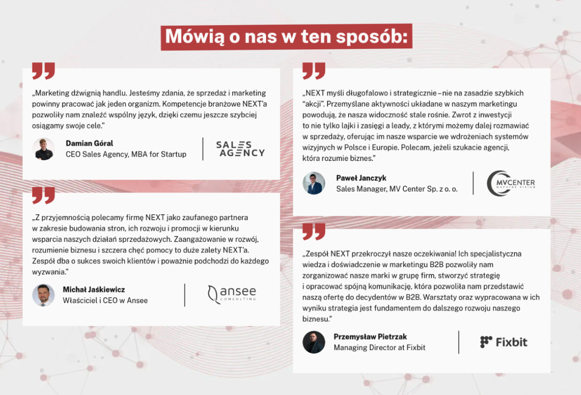 Klienci NEXT — firmy techniczne i przemysłowe