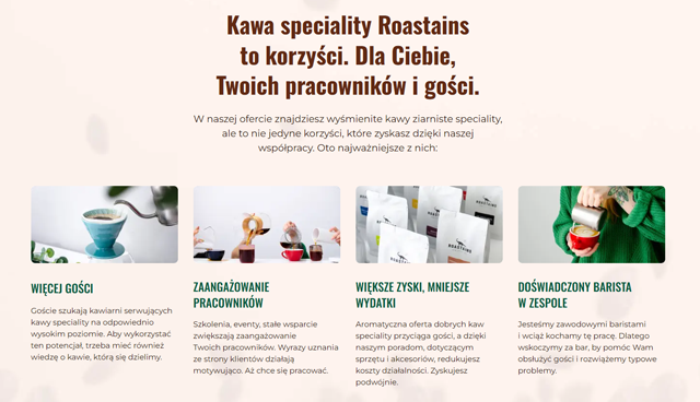 Korzyści dla klienta — wizualizacja na przykładzie Roastains