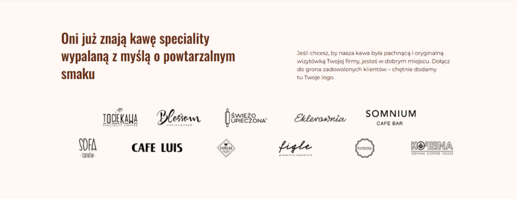 Sekcja z rozpoznawalnymi logotypami przyciąga uwagę
